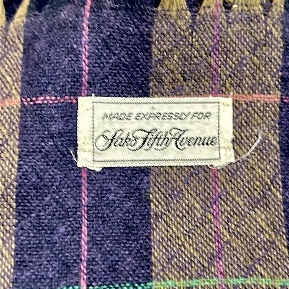 Vintage Lord & Taylor Wool (?) Striped Scarf Taupe Blue Men’s Women’s